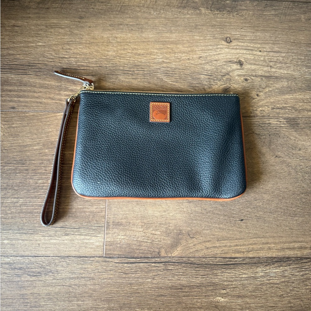 Black and Brown Leather Wristlet